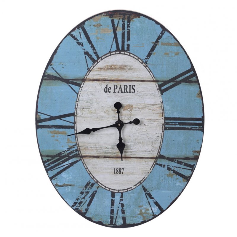 US Oval Decorative  Mirror artisasset N101 Wood 60*44.45*4cm Household Clock Mirror Blue and white