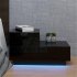  US Direct  P2 Grade 15mm Pb Led Nightstand 2 Drawer Bedside End Table Bedroom black