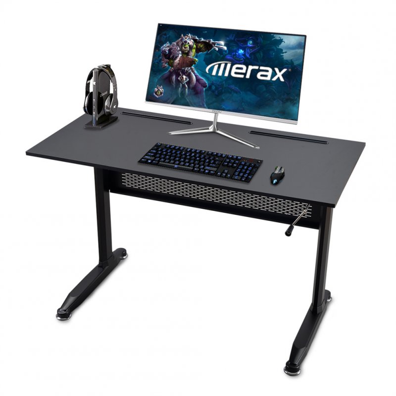 US Particle Board + Metal Frame Desk Adjustable Height Desk With Crank Adjustable Height From 28.7 To 44.5 Inches Black