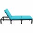  US Direct  Patio Furniture Outdoor Adjustable Pe Rattan Wicker Chaise Lounge Chair Sunbed  Set Of 2  Blue Cushion 