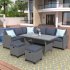  US Direct  Patio Furniture Set  5 Piece Outdoor Conversation Set All Weather Wicker Sectional Sofa Couch Dining Table Chair With Ottoman And Throw Pillows