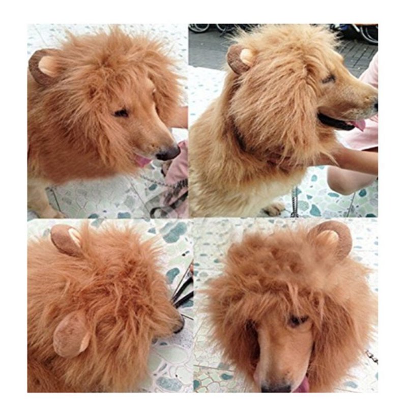 US Pet Costume Lion Mane Wig with Ears for Dog Cat Halloween Clothes Fancy Dress up L