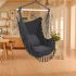  US Direct  Pillow Hanging Chair With Tassel 198lbs Load Capacity Sleep Hammock For Patio Porch Garden Backyard Decor grey