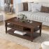  US Direct  Pine MDF U shaped Modern Coffee Table With 1 Drawer 1 Shelf With Metal Knobs brown