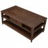  US Direct  Pine MDF U shaped Modern Coffee Table With 1 Drawer 1 Shelf With Metal Knobs brown