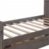  US Direct  Pine  Wood  Double  Platform  Bed Drawers Retro Fence shaped Headboard Footboard Rustic Style Bed gray