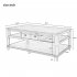  US Direct  Pine mdf U shaped Modern Coffee Table With 1 Drawer 1 Shelf With Metal Knobs White brown
