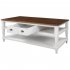  US Direct  Pine mdf U shaped Modern Coffee Table With 1 Drawer 1 Shelf With Metal Knobs White brown