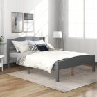 [US Direct] Platform Bed with Horizontal Strip Hollow Shape Headboard and Footboard and Center Support Feet, Twin size，Gray