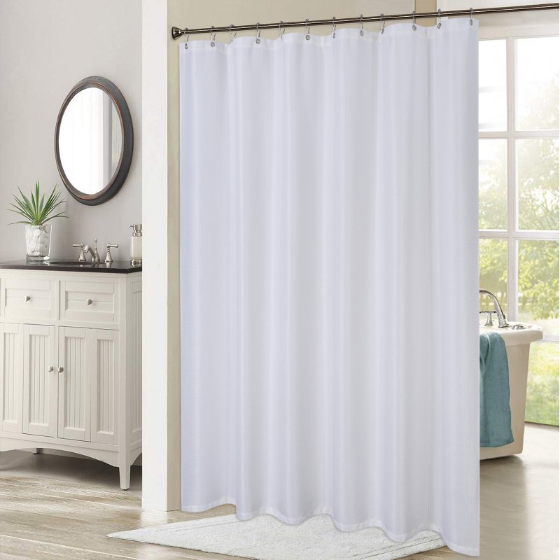 US HAPERLARE Polyester Waffle Weave Textured Grommet Top Shower Curtain Bathroom Decorations Thicken Strengthen Waterproof Fabric Bath Curtain White 72