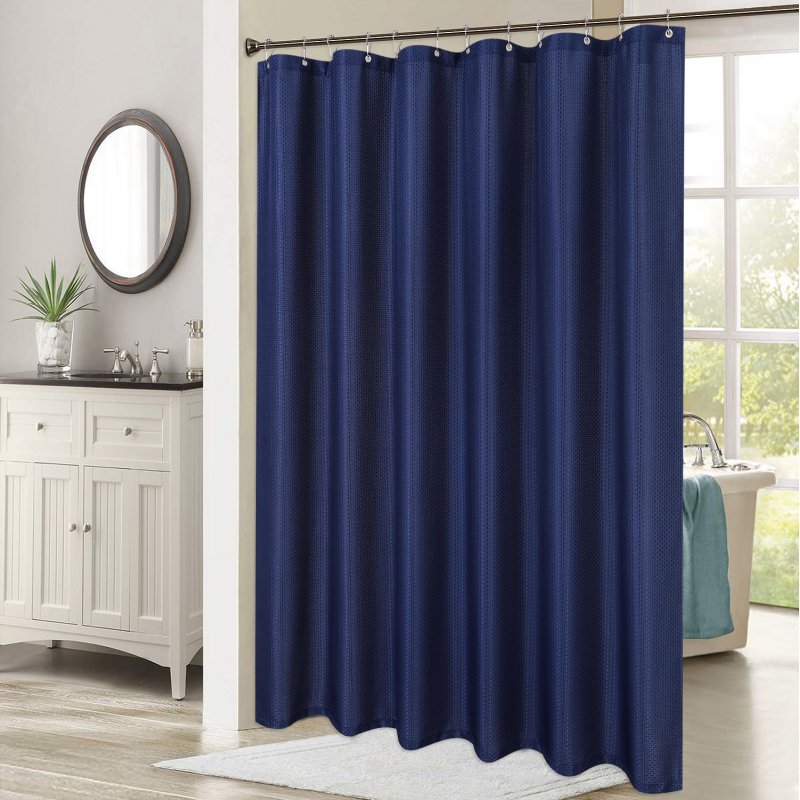 US HAPERLARE Polyester Waffle Weave Textured Grommet Top Shower Curtain Bathroom Decorations Thicken Strengthen Waterproof Fabric Bath Curtain