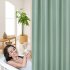  US Direct  Polyester Waffle Weave Textured Grommet Top Shower Curtain Bathroom Decorations Thicken Strengthen Waterproof Fabric Bath Curtain Sage 35 x72 