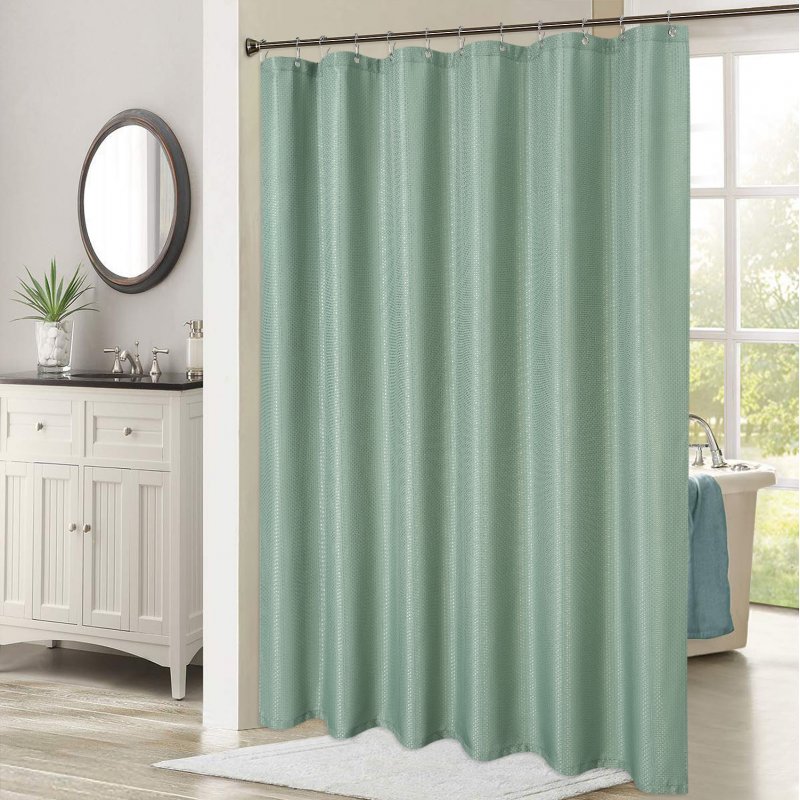 US Polyester Waffle Weave Textured Grommet Top Shower Curtain Waterproof