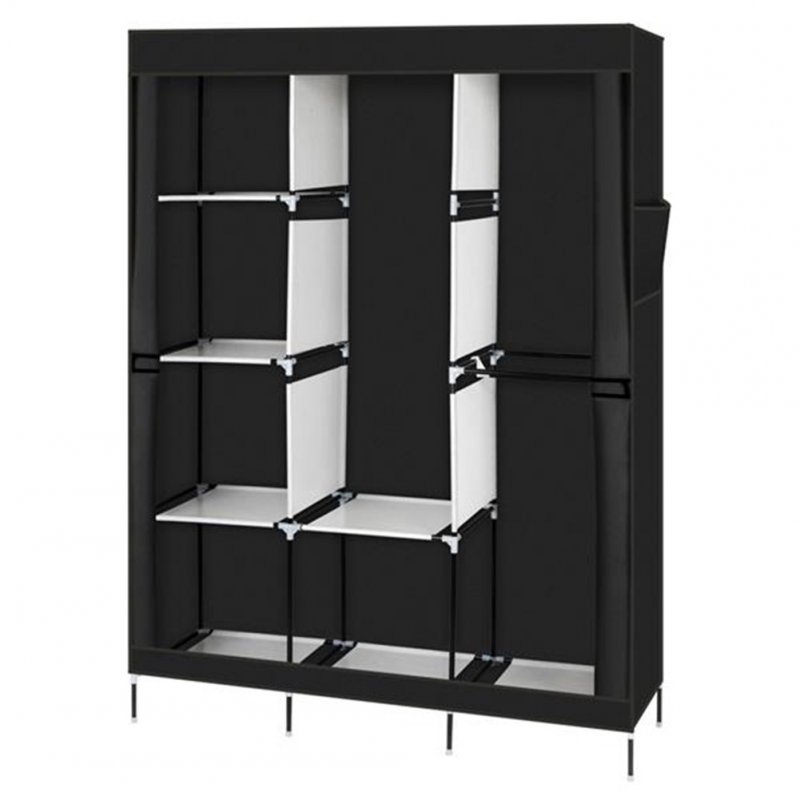 [US Direct] Portable Closet Wardrobe Clothes Rack 4-tier 8-rack W/3 Hangers 125*43.18*180cm