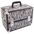  US Direct  Portable Cosmetic  Case Sm 2083 White Zebra Pattern Makeup Train Case Jewelry Box Organizer Black and white