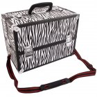  US Direct  Portable Cosmetic  Case Sm 2083 White Zebra Pattern Makeup Train Case Jewelry Box Organizer Black and white