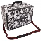 US Portable Cosmetic Case Sm-2083 White Zebra Pattern Makeup Train Case Jewelry Box Organizer Black and white