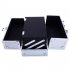  US Direct  Portable Cosmetic  Case With Mirror Makeup Train Case Jewelry Box Organizer Silver