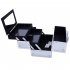  US Direct  Portable Cosmetic  Case With Mirror Makeup Train Case Jewelry Box Organizer Silver