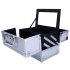  US Direct  Portable Cosmetic  Case With Mirror Makeup Train Case Jewelry Box Organizer Silver