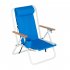  US Direct  Portable High Strength Beach  Chair With Adjustable Headrest Polyester Fiber Fabric Single Beach Chair Blue