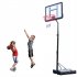  US Direct  Portable Removable Basketball Circle With Transparent Backboard Teenager Adjustable Height 210 260cm Black