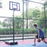  US Direct  Portable Removable Basketball Circle With Transparent Backboard Teenager Adjustable Height 210 260cm Black