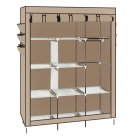 [US Direct] Portable Wardrobe Storage Closet Clothes Organizer High-leg Non-woven Fabric Assembled Cloth Wardrobe beige