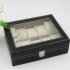  US Direct  Portable Watch Collection Box With 10 Compartments Premium Leather Fine Workmanship Storage Case black