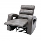 [US Direct] Power Motion  Recliner With Usb Charge Port And Two Cup Holders -pu Leather Lounge Chair For Living Room grey