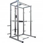 [US Direct] Power  Squat  Cage With Lat Pull Down+low Row Attachment Power Rack For Household Exercise Silver