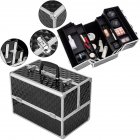 US Professional Travel Beauty Cosmetic Trolley Box Double-open Makeup Storage Box B-dy0124 Cosmetic Case Silver