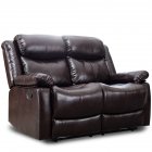 [US Direct] Pu Leather Reclining Living Room Sofa Set Recliner Loveseat Two-seat Sofa Brown