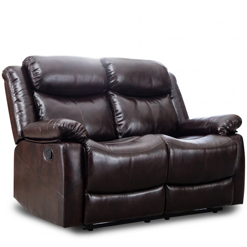 US Pu Leather Reclining Living Room Sofa Set Recliner Loveseat Two-seat Sofa Brown