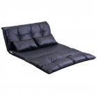 [US Direct] Pu Leather Floor  Chair Adjustable Sofa Bed Lounge Floor Mattress Lazy Man Couch With Pillows Black