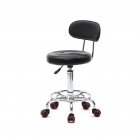 US Pu Leather Sponge Rolling  Swivel Salon Stool Chair With Back Support For Office black