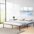  US Direct  Queen Metal Platform Bed Frame with Sturdy Steel Bed Slats Mattress Foundation No Box Spring Needed Large Storage Space Easy to Assemble Non Shaking
