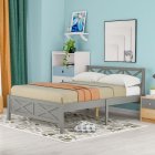 [US Direct] Queen Size Wooden Platform Bed With Extra Support Legs, X-Shaped Frame, Gray（New）