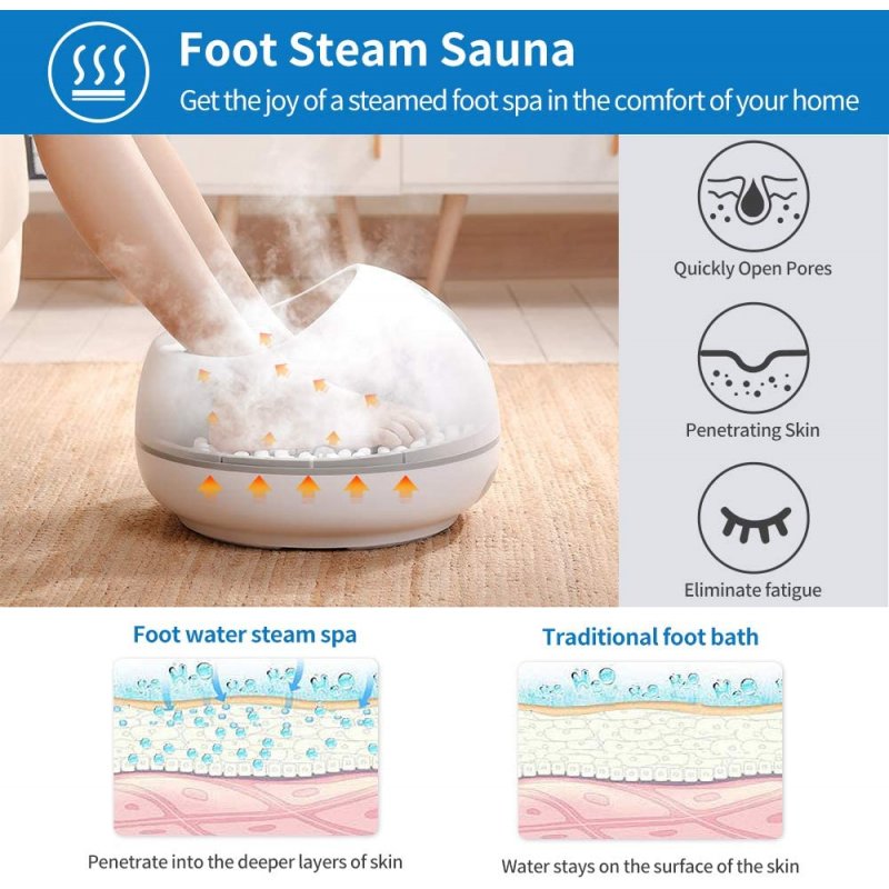 [US Direct] RENPHO Steam Foot Spa Bath Massager, RENPHO Foot Sauna Care with Fast Heating, No Water Pouring, and 4 Pedicure Massage Rollers, More Effective and Safer Than Traditional Foot Tub, Best for Stress Relief 42*38*31