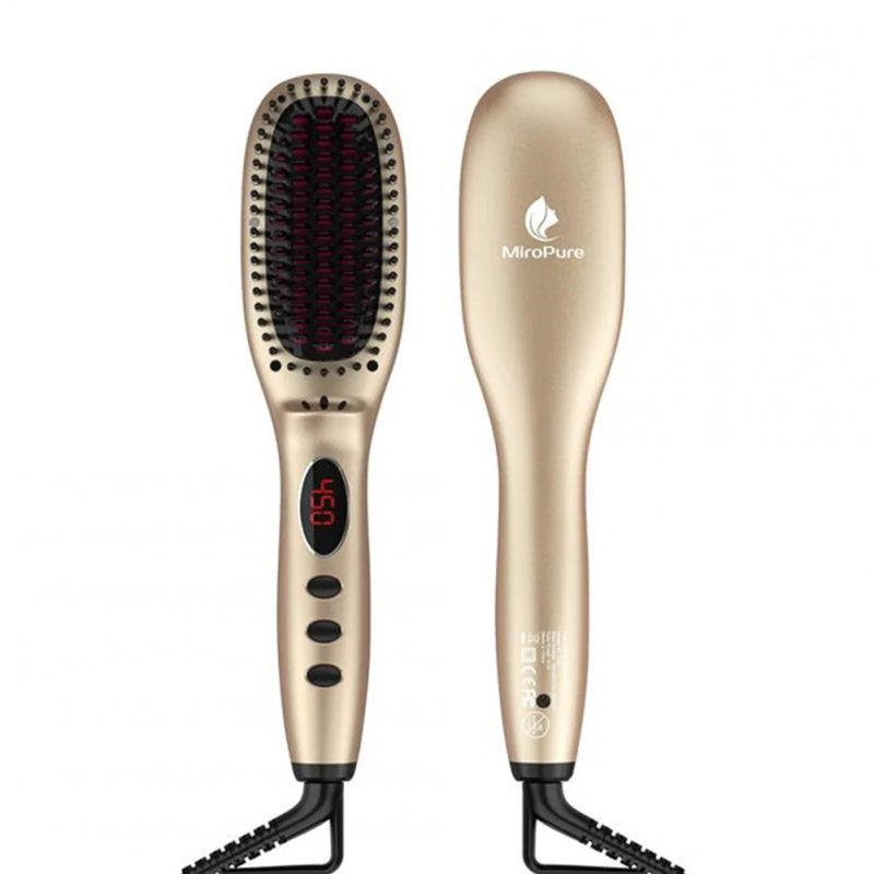 US Rapid Heating Hair  Straightener Brush Ceramic Heated Electric Comb As shown