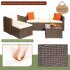  US Direct  Rattan  Patio  Furniture Set Wicker Sofa Cushioned Sectional Furniture Set Garden Patio Sofa Set Brown