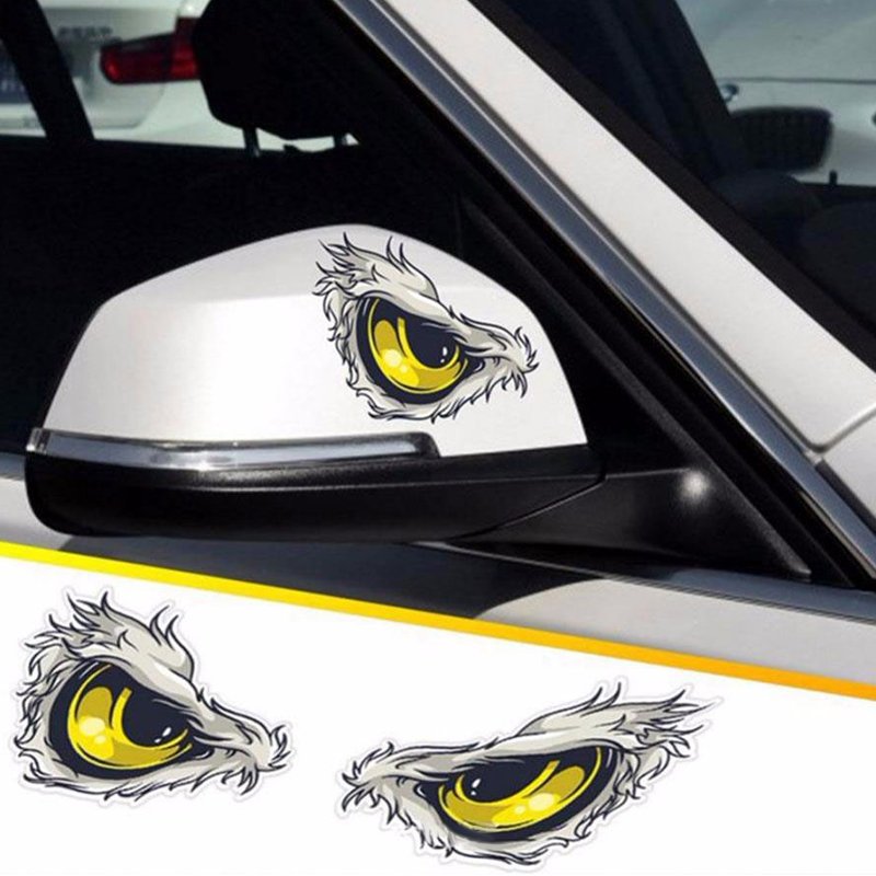 US Reflective 3D Eyes Decals Car Stickers Rearview Mirror Car Head Styling Sticker