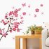  US Direct  Removable Pink Color Butterflies Peach Blossom Pattern Wall Sticker for Living Room Bedroom AY6008