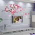  US Direct  Removable Pink Color Butterflies Peach Blossom Pattern Wall Sticker for Living Room Bedroom AY6008