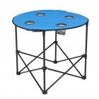 [US Direct] Round Folding Table Portable Oxford Cloth Table For Outdoor Camping Hiking Picnic 71.5 X 71.5 X 61cm blue