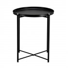 US Round Table With Cross Base Iron <span style='color:#F7840C'>Living</span> <span style='color:#F7840C'>Room</span> Sofa Bed Side Table Household <span style='color:#F7840C'>Furniture</span> Black