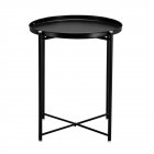 US Round Table With Cross Base Iron Living Room Sofa Bed Side Table Household Furniture Black