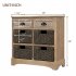  US Direct  Rustic Storage  Cabinet With Two Drawers four Classic Rattan Basket Household Furniture brown