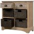  US Direct  Rustic Storage  Cabinet With Two Drawers four Classic Rattan Basket Household Furniture brown