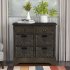  US Direct  Rustic Storage Cabinet With Two Drawers And Four  Classic Rattan Basket For Kitchen Dining Room Entryway Living Room  Accent Furniture   Brown Gray 